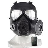 WISEONUS Mascara Táctico Máscara de Gas antiniebla simulada con el Equipo de protección Airbal de Airsoft Paintball (Negro)