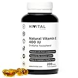 Vitamina E Natural 400 UI | 200 perlas | Potente antioxidante que protege las células del estrés oxidativo, mejora el sistema inmune y favorece la salud cardiovascular