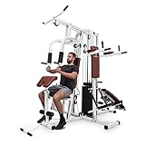 Klarfit Ultimate Gym 9000 Maquina Multifuncion Musculacion con Pesas para Gimnasio en Casa, Barra de Dominadas Musculatura de Espalda, Banco Musculación Multifuncional, Maquina Musculacion con Stepper