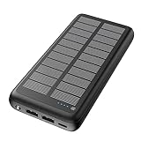 Hiluckey Cargador Solar Portátil con 27000mAh, Batería Externa Solar 15W Carga Rápida USB C Power Bank con 3 Puertos de Salida para Smartphones Tabletas