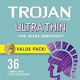 Trojan Preservativo Sensibilidad Ultra Thin Lubricado, 36 Count, verde, 1