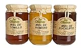 La Cántara - Miel Pura de Abeja - Pack 3x500 gr - Tomillo, Romero y Eucalipto – 100% Natural - Origen España