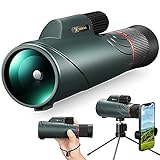 Cococam 10-20X50 Telescopio Monocular HD de Largo Alcance con Prisma Óptico BAK4 Portatil Catalejo para Movil Zoom con Trípode y Soporte de Teléfono para Observación de Aves, Caza y Viajes Impermeable