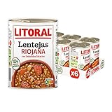 LITORAL Lentejas Riojana - Plato Preparado Sin Gluten - Pack de 6x425g - Total: 2.55kg