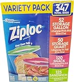Ziploc Bolsas de almacenamiento para congelador, varios tamaños, paquete variado, paquete de 347 bolsas