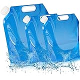 BESTZY 3Pack Recipiente de Agua Plegable,2 x 5 L+ 10 L Bidón de Agua Plegable,Bolsa de Agua,Plegable,depósito de Agua,Almacenamiento (3 juegos/20 L)